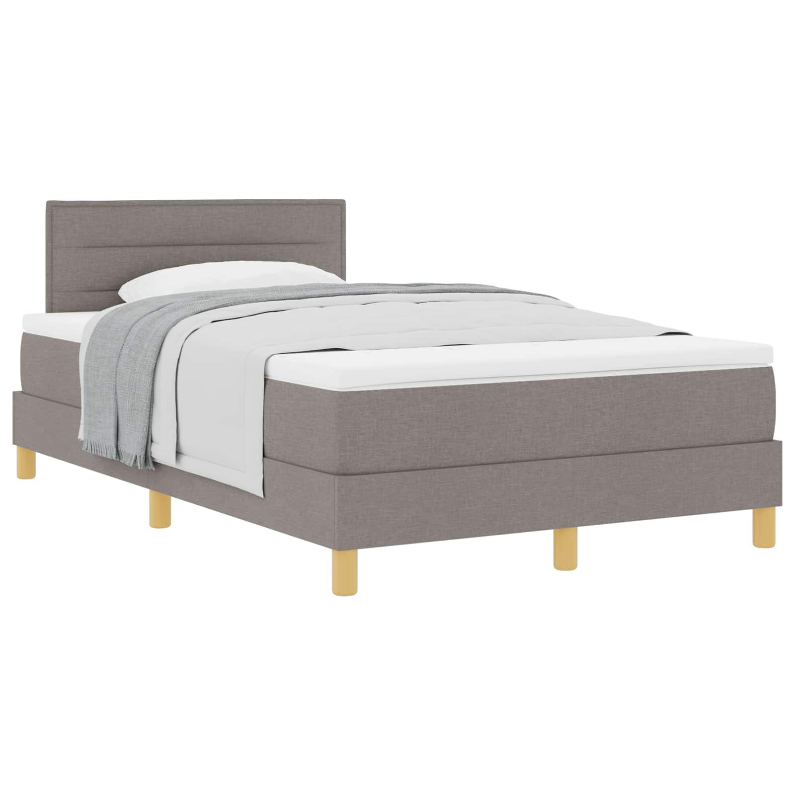 Lit à ressorts avec matelas Taupe 120 x 200 cm tissu - XIOS