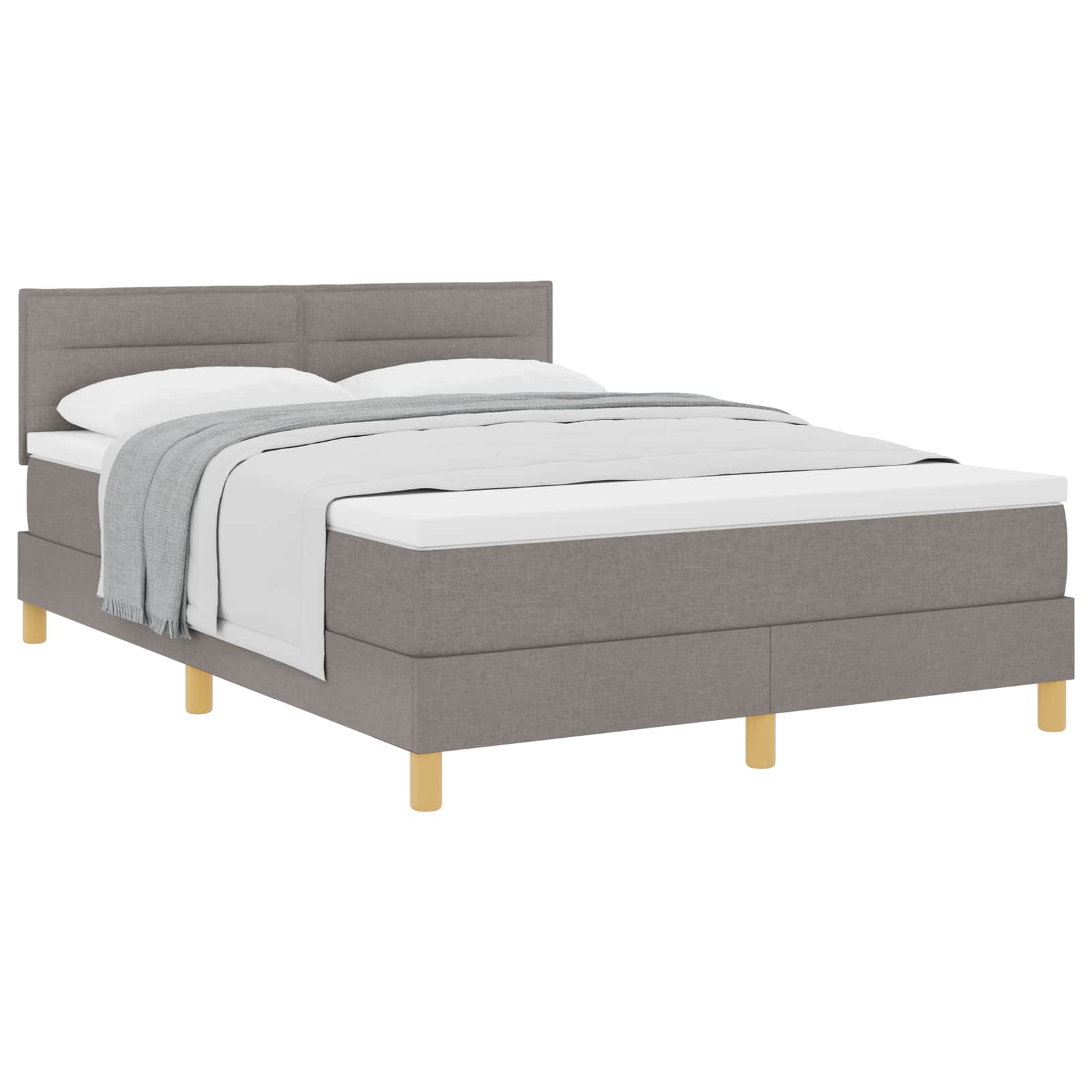 Lit à ressorts avec coussin Taupe 140 x 190 cm tissu - XIOS