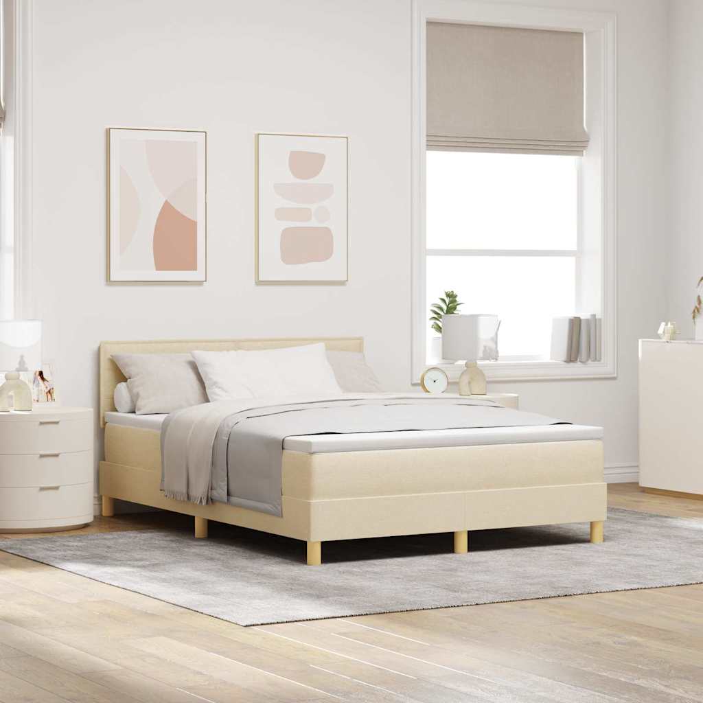 Lit à ressorts avec coussin Crème 140 x 190 cm tissu - XIOS