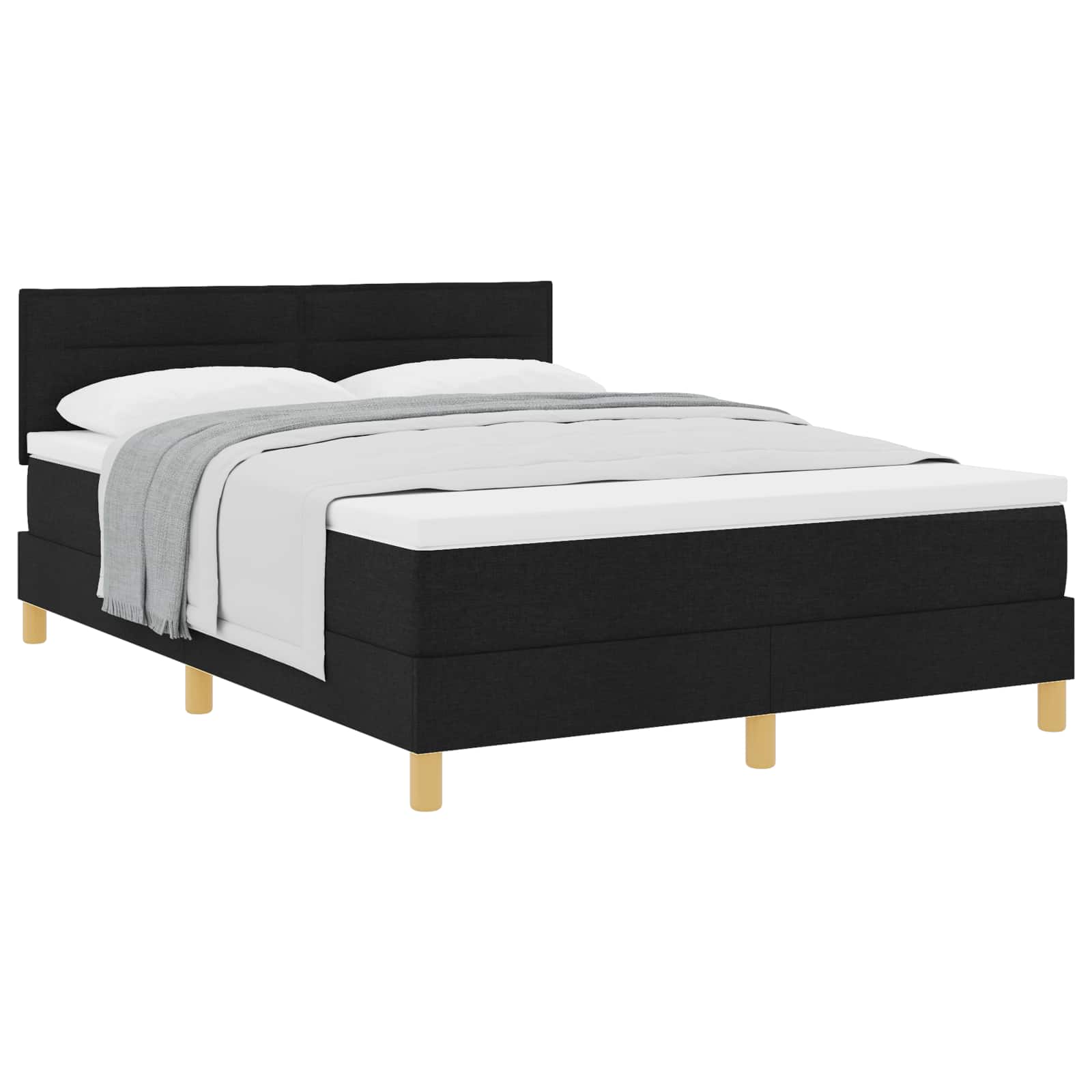 Lit à ressorts avec coussin Noir 140 x 200 cm tissu - XIOS
