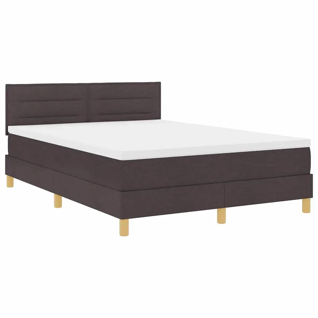 Lit à ressorts avec coussin Marron foncé 140 x 200 cm tissu - XIOS