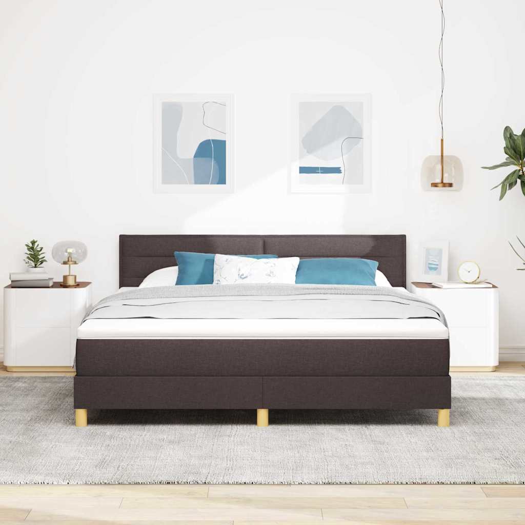 Lit à ressorts avec coussin Marron foncé 180 x 200 cm tissu