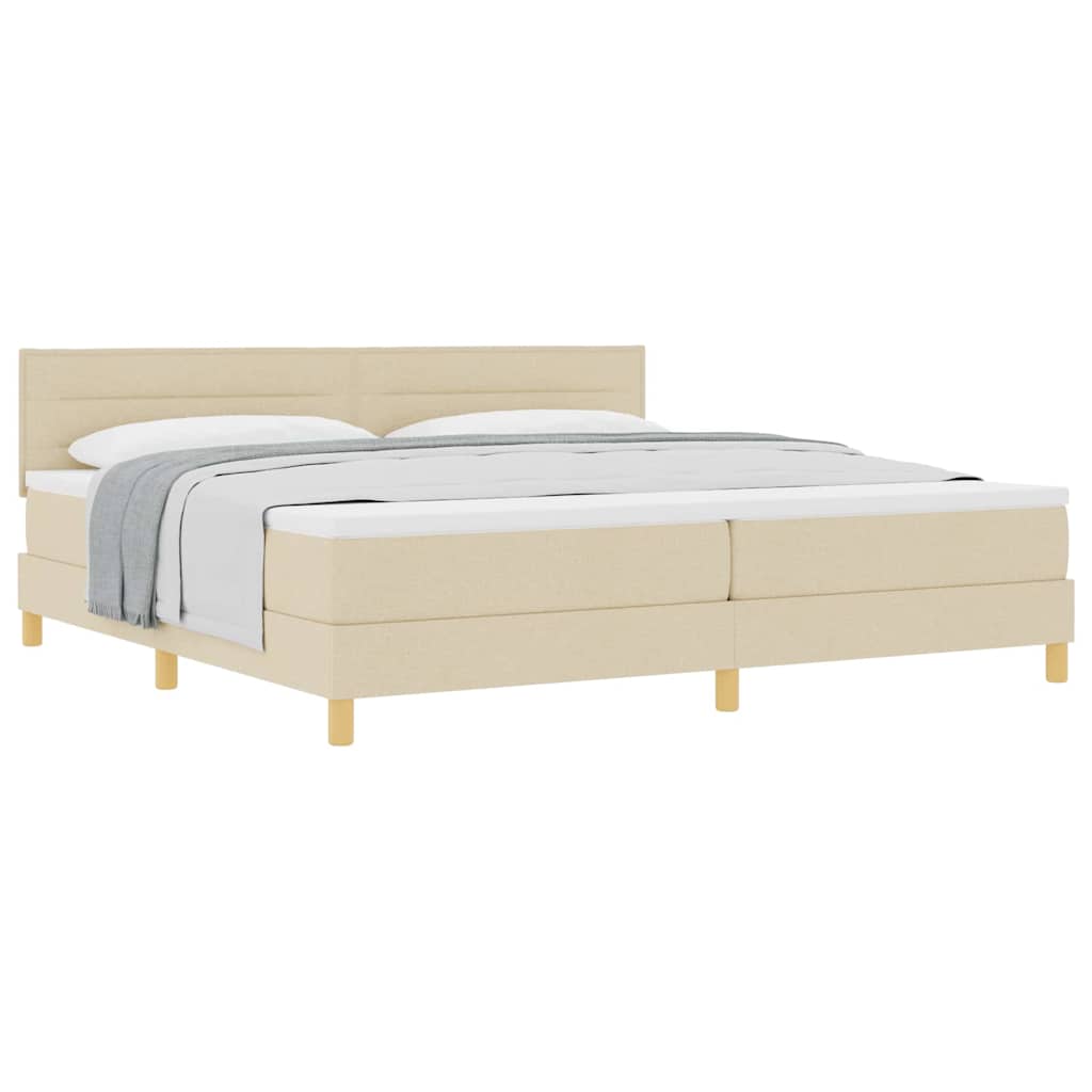 Lit boxspring avec matelas Crème 200 x 200 cm tissu - XIOS