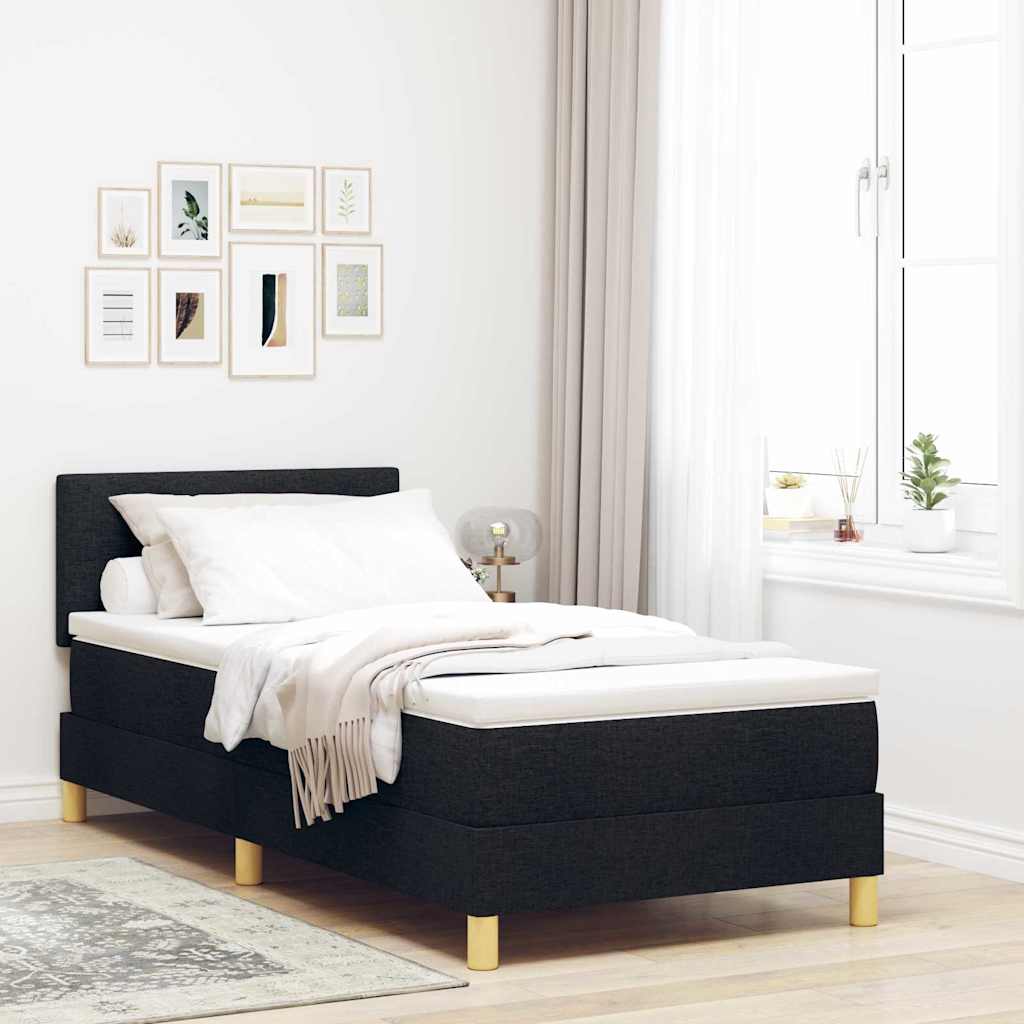 Lit à ressorts avec coussin Noir 80 x 200 cm tissu - XIOS
