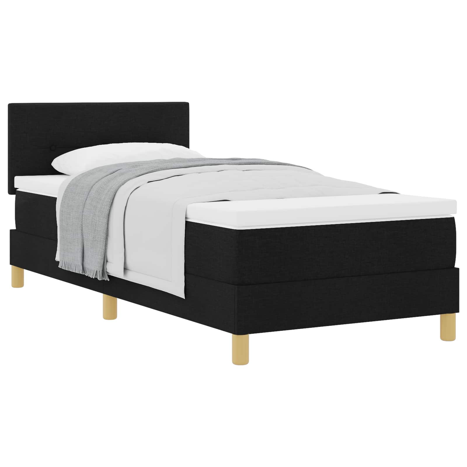 Lit à ressorts avec coussin Noir 80 x 200 cm tissu - XIOS