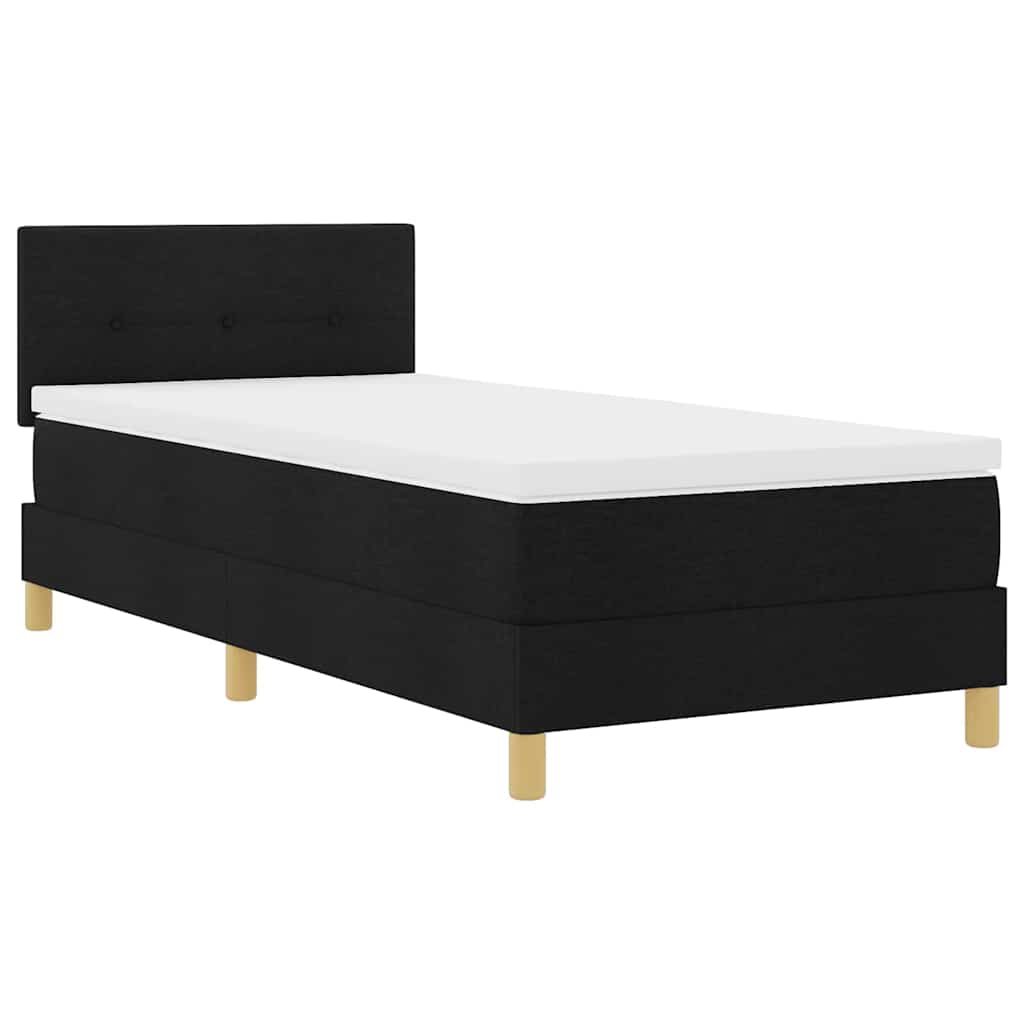 Lit à ressorts avec matelas Noir 90 x 200 cm tissu - XIOS