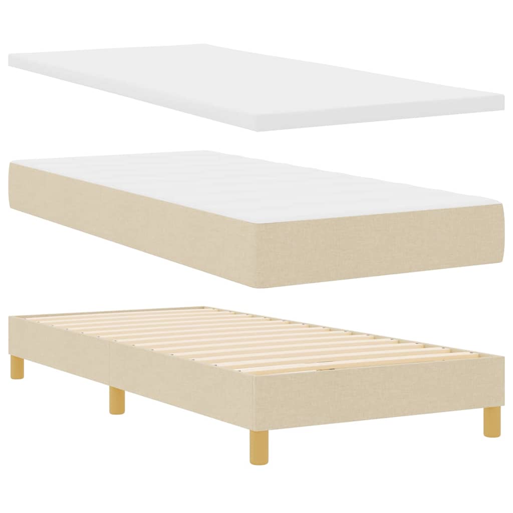 Lit à ressorts avec coussin Crème 90 x 200 cm tissu - XIOS