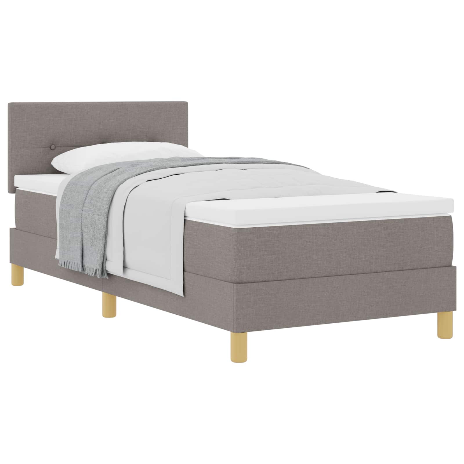 Lit à ressorts avec coussin Taupe 100 x 200 cm tissu