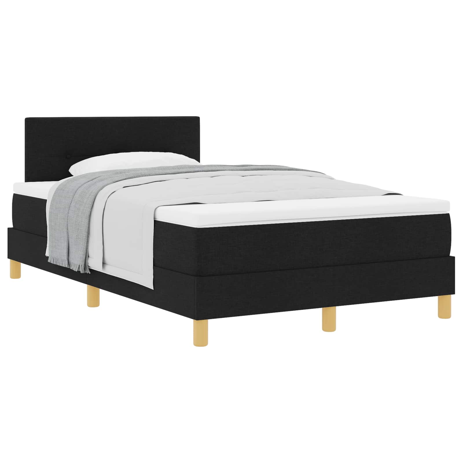Lit à ressorts avec coussin Noir 120 x 190 cm tissu - XIOS