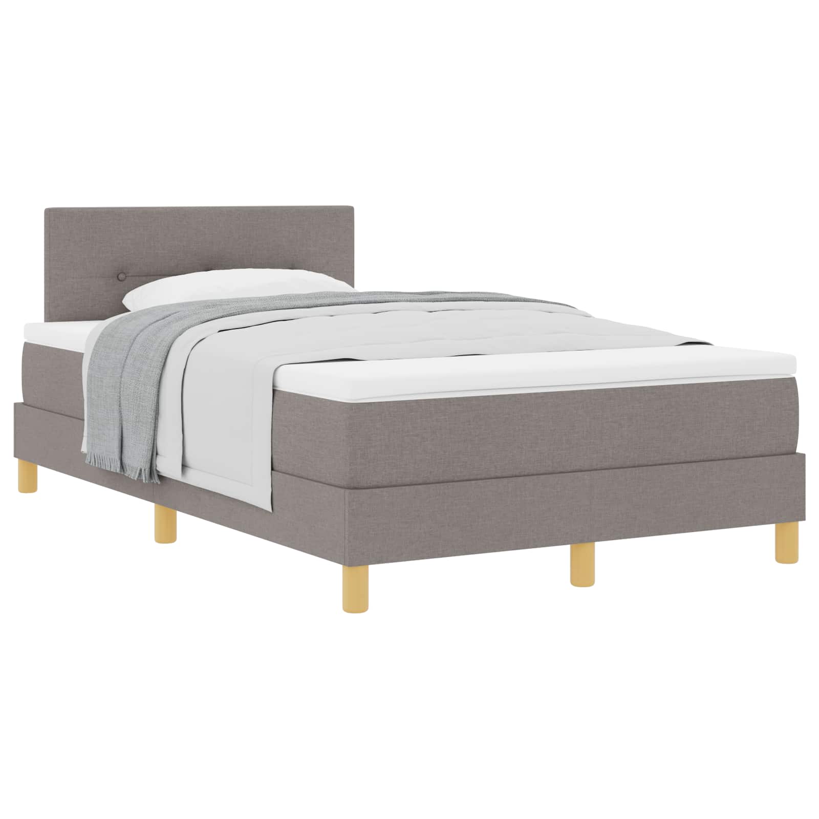 Lit à ressorts avec coussin Taupe 120 x 190 cm tissu