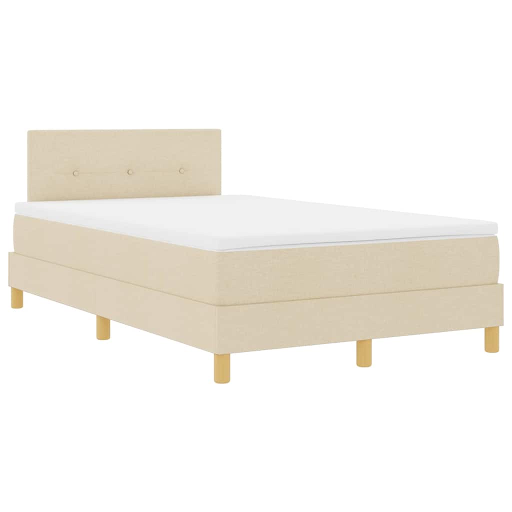 Lit à ressorts avec coussin Crème 120 x 190 cm tissu