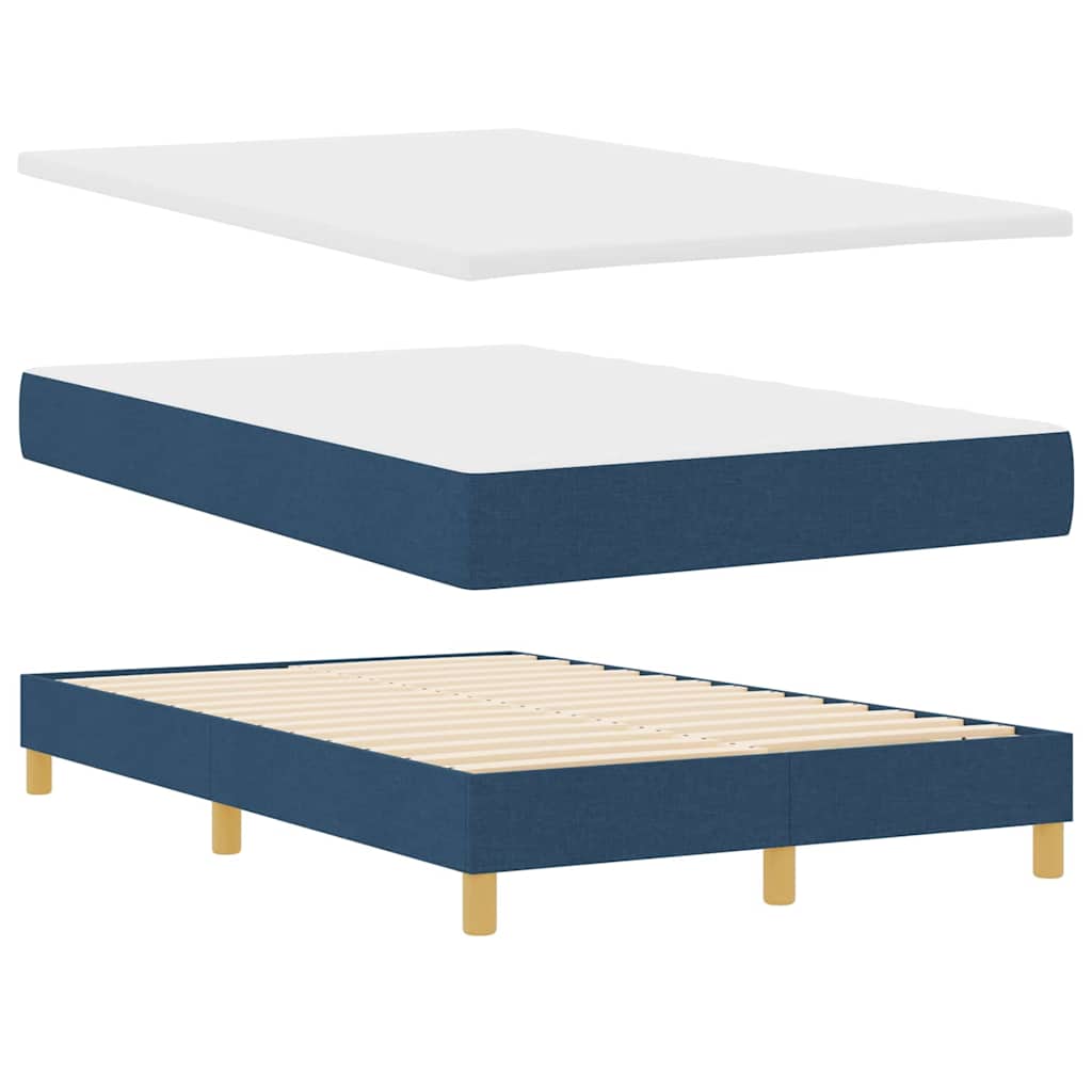 Lit à ressorts avec coussin Bleu 120 x 190 cm tissu