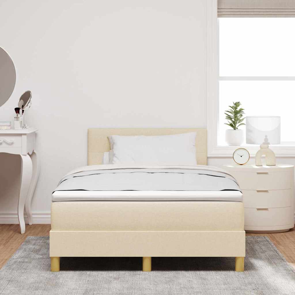 Lit à ressorts avec coussin Crème 120 x 200 cm tissu