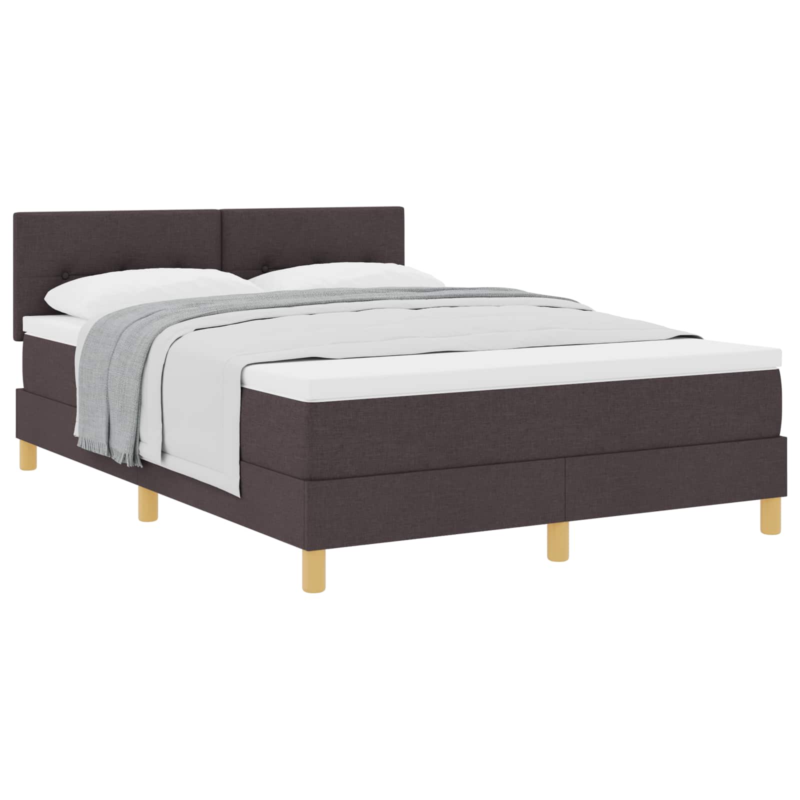 Lit à ressorts avec coussin Marron foncé 140 x 190 cm tissu - XIOS