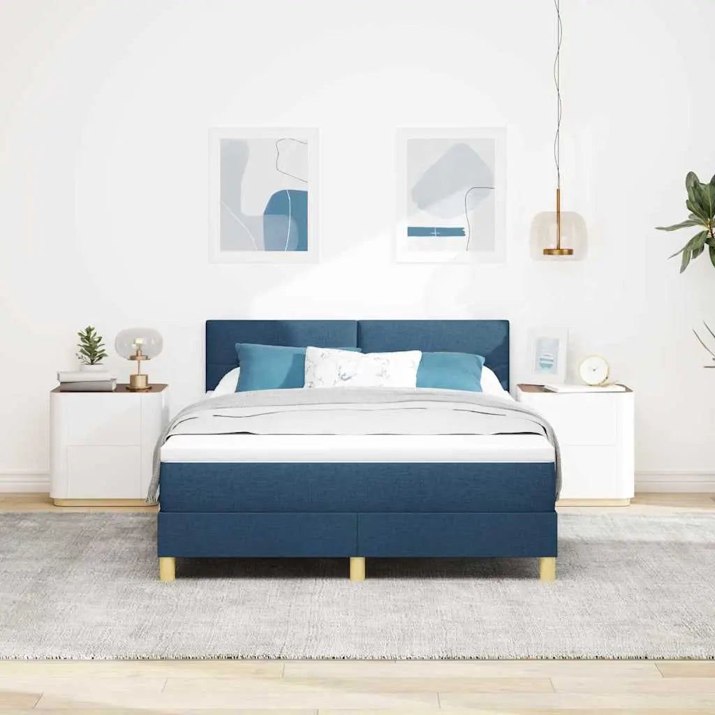 Lit à ressorts avec coussin Bleu 140 x 190 cm tissu - XIOS