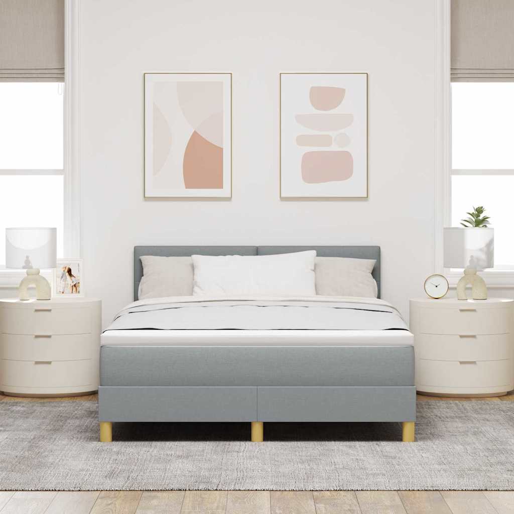 Lit à ressorts avec coussin Gris clair 140 x 200 cm tissu - XIOS