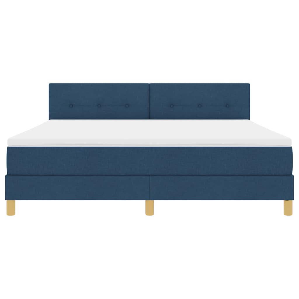 Lit à ressorts avec coussin Bleu 180 x 200 cm tissu