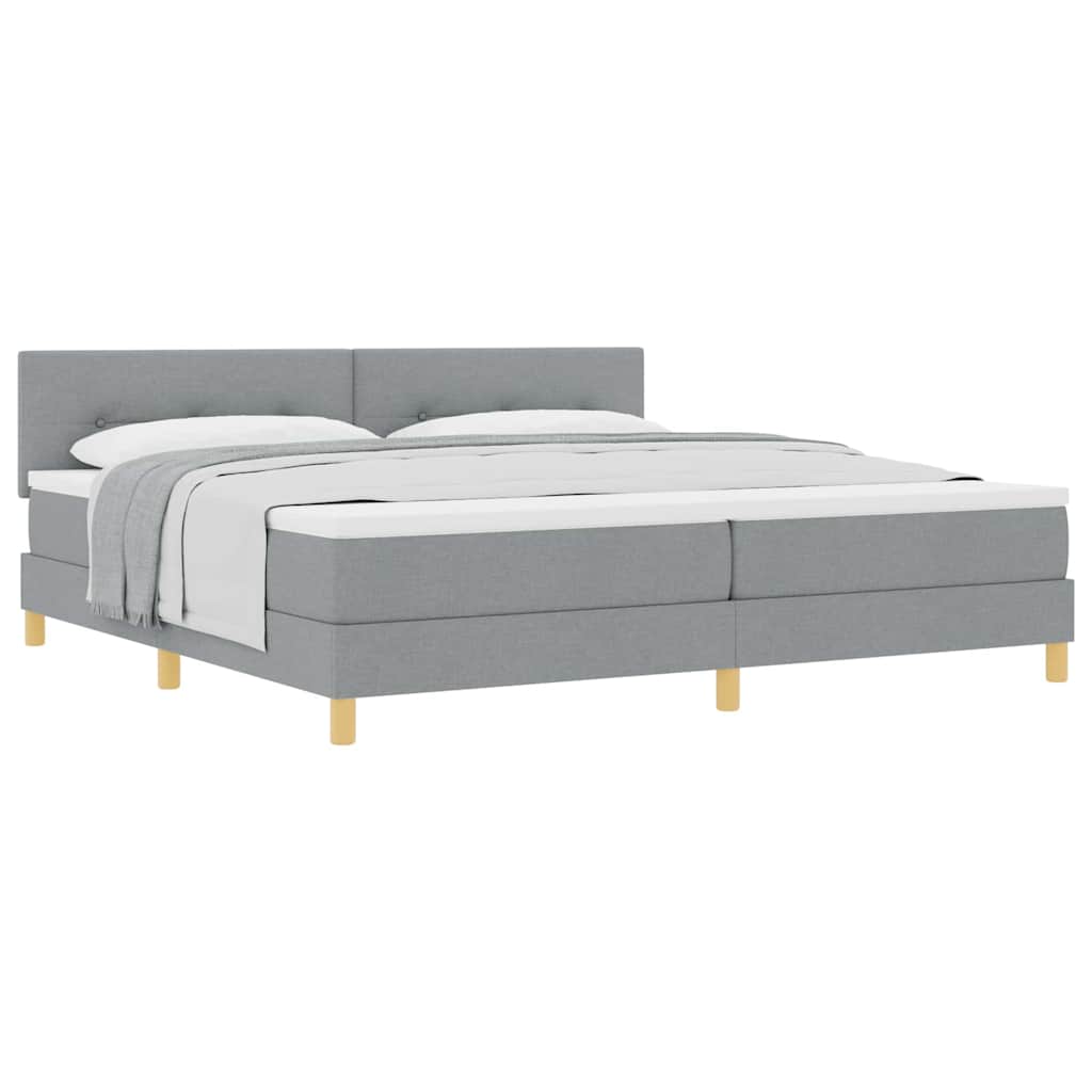 Lit boxspring avec matelas Gris clair 200 x 200 cm tissu - XIOS