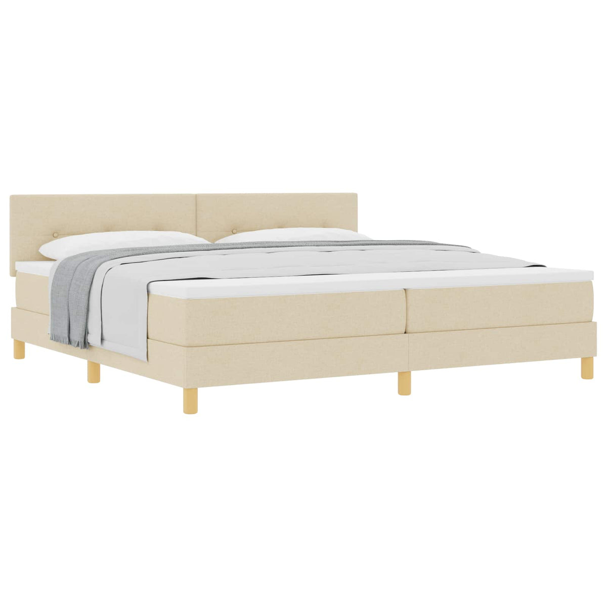 Lit à ressorts avec coussin Crème 200 x 200 cm tissu