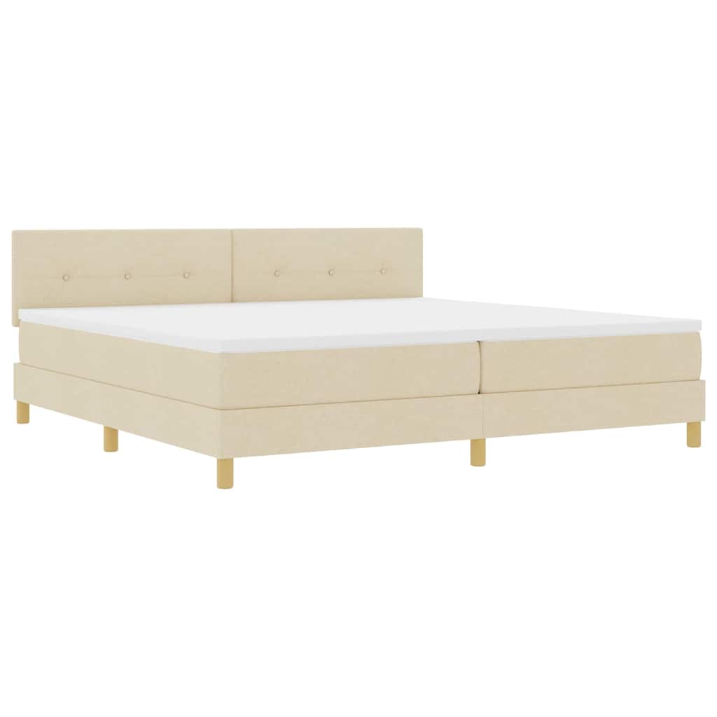 Lit à ressorts avec coussin Crème 200 x 200 cm tissu