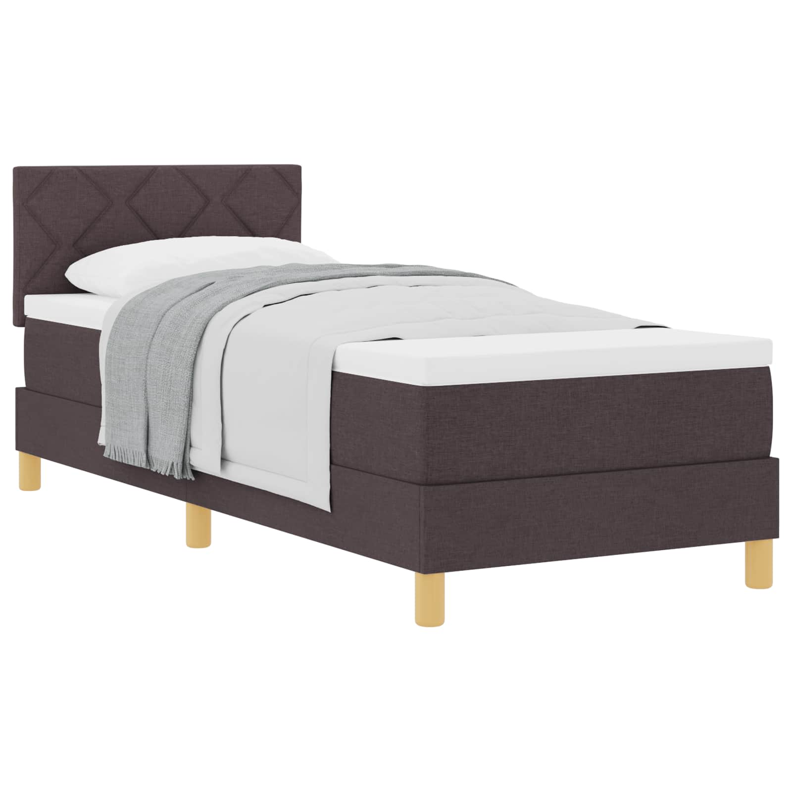 Lit à ressorts avec coussin Marron foncé 80 x 200 cm tissu - XIOS