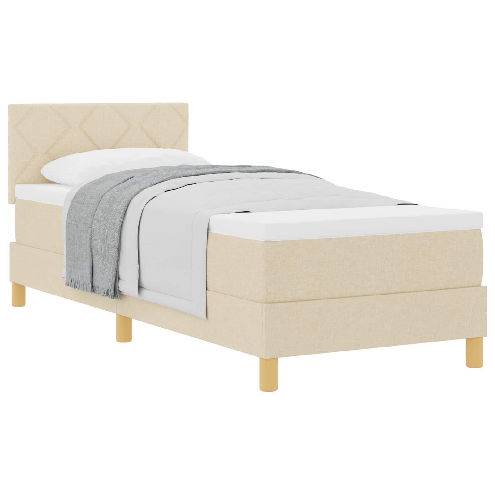 Lit à ressorts avec coussin Crème 80 x 200 cm tissu - XIOS