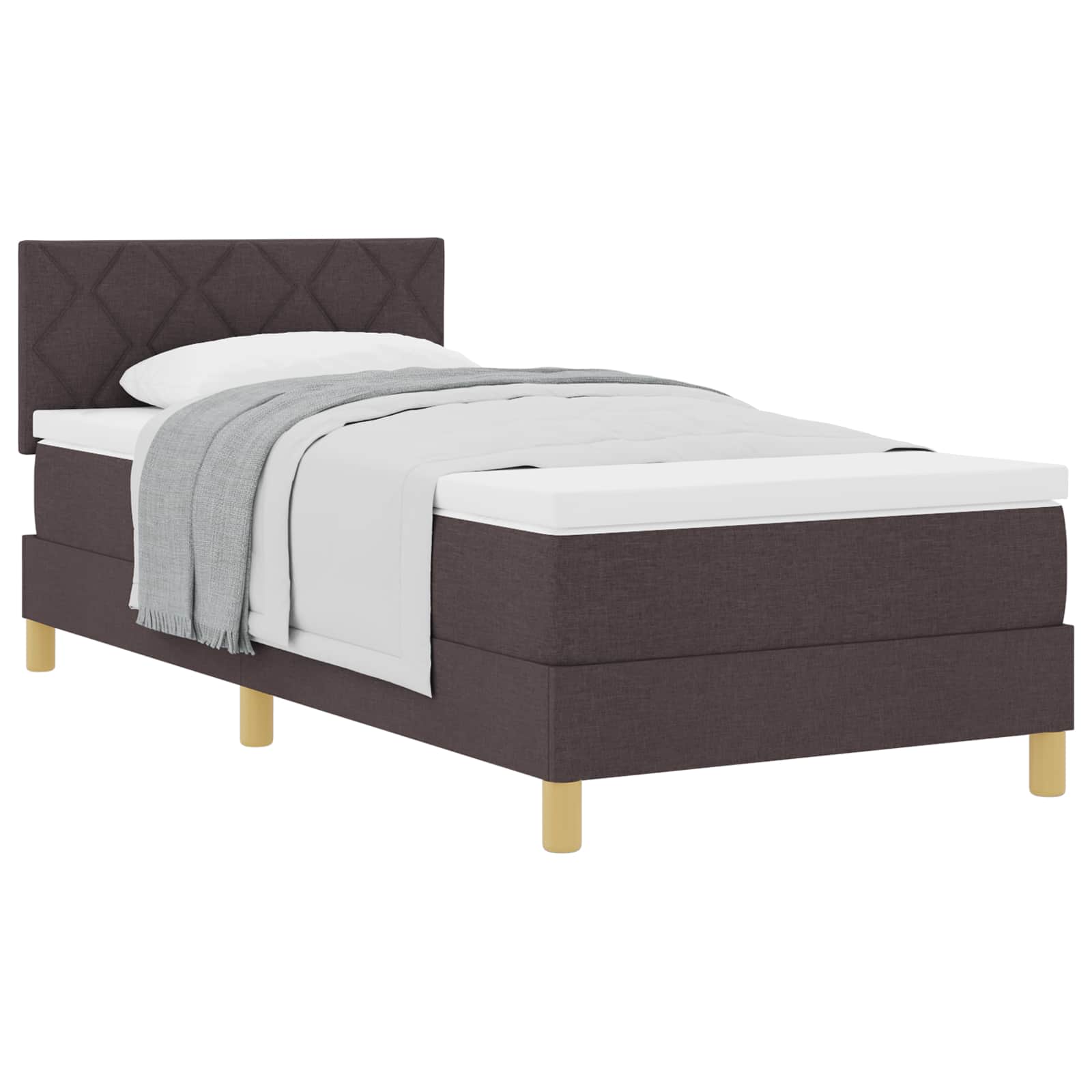 Lit à ressorts avec coussin Marron foncé 90 x 190 cm tissu - XIOS