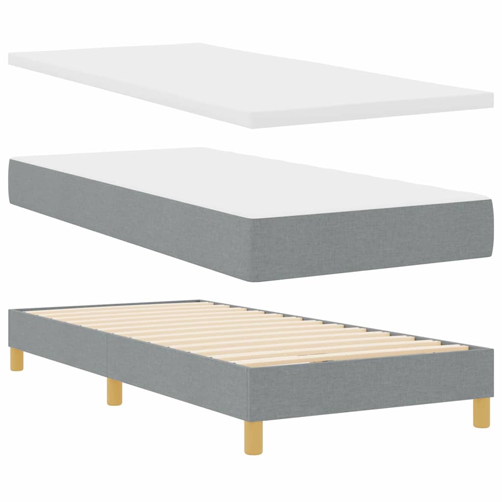 Lit boxspring avec matelas Gris clair 90 x 200 cm tissu - XIOS