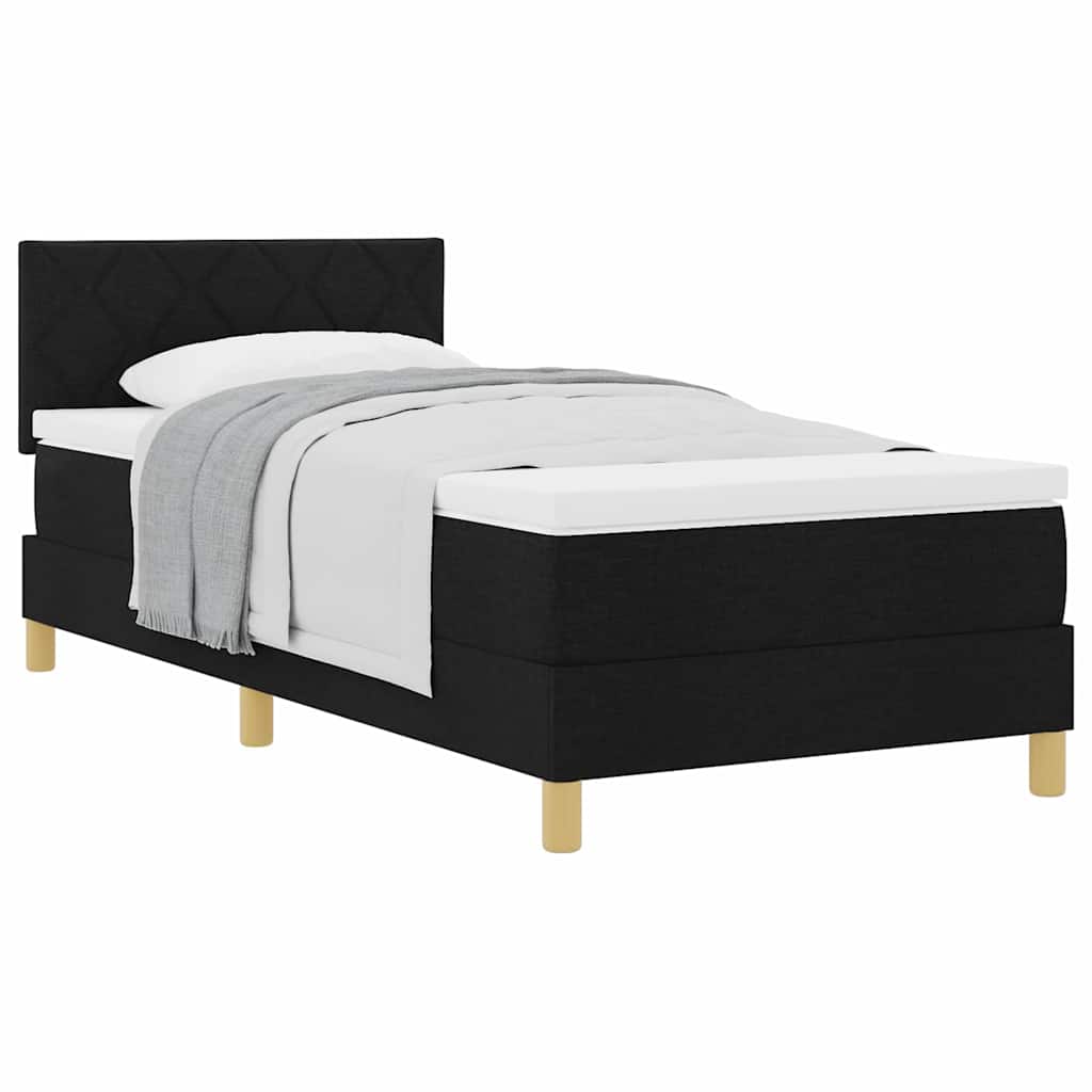 Lit boxspring avec matelas avec matelas Noir 90 x 200 cm tissu - XIOS
