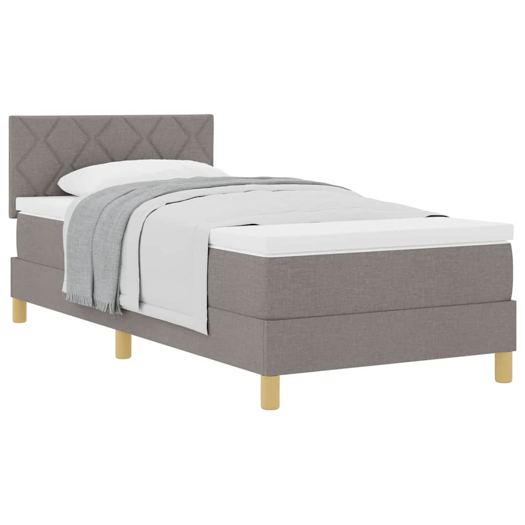 Lit boxspring avec matelas avec matelas Taupe 90 x 200 cm tissu - XIOS