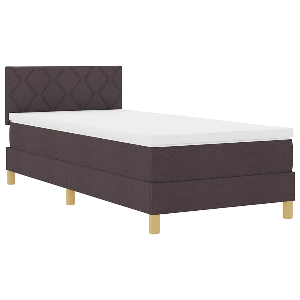 Lit boxspring avec matelas Marron foncé 100 x 200 cm tissu - XIOS