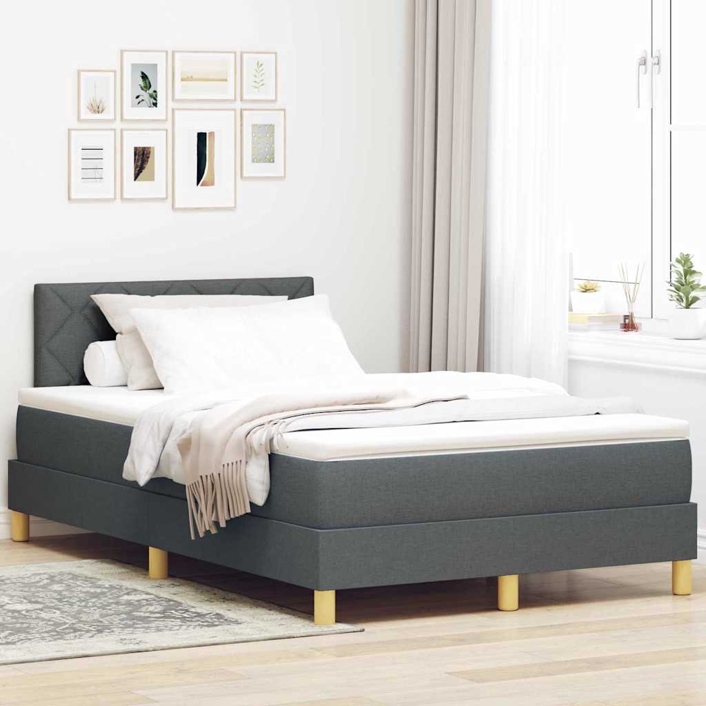 Lit boxspring avec matelas Gris foncé 120 x 190 cm tissu - XIOS