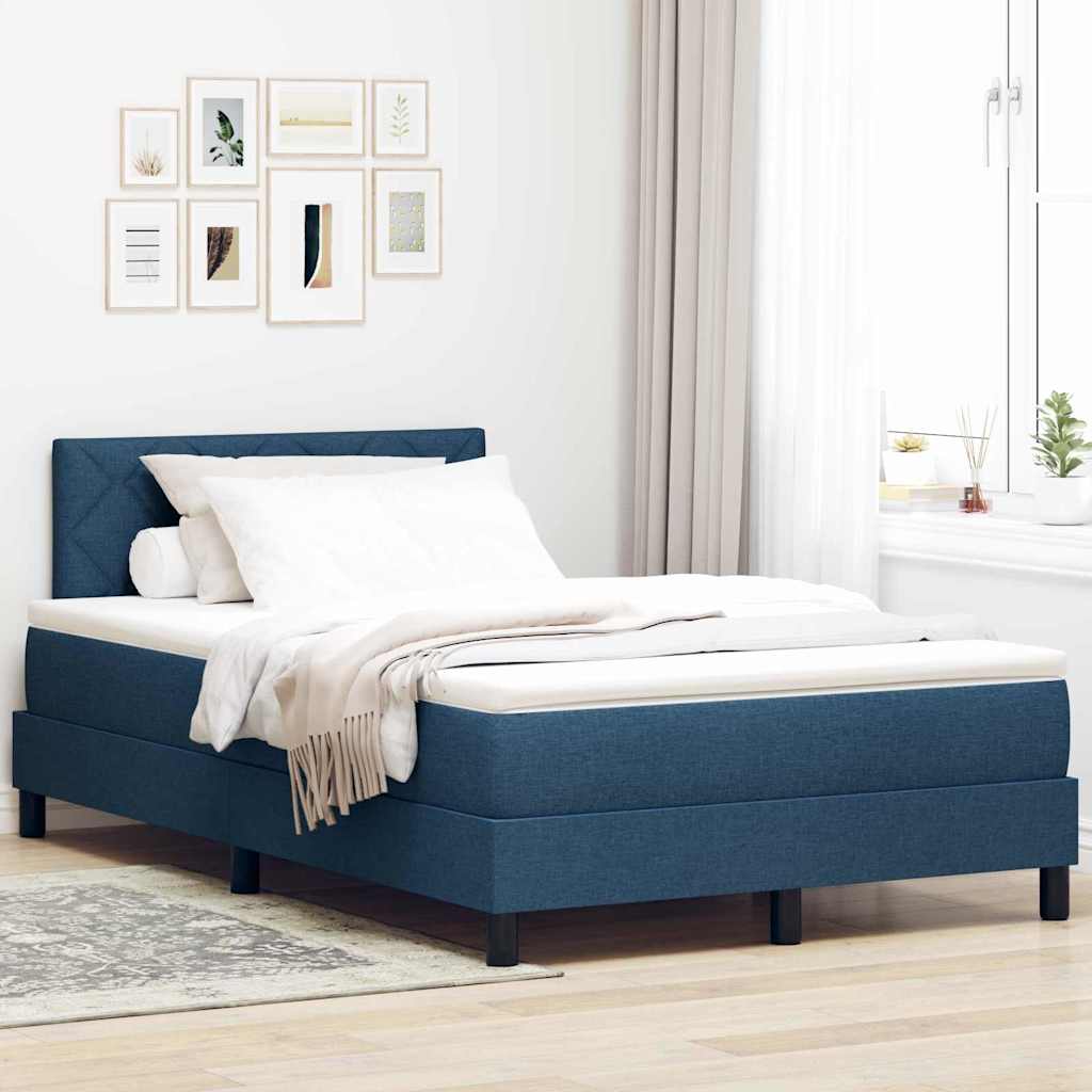Lit boxspring avec matelas avec matelas Bleu 120 x 190 cm tissu - XIOS