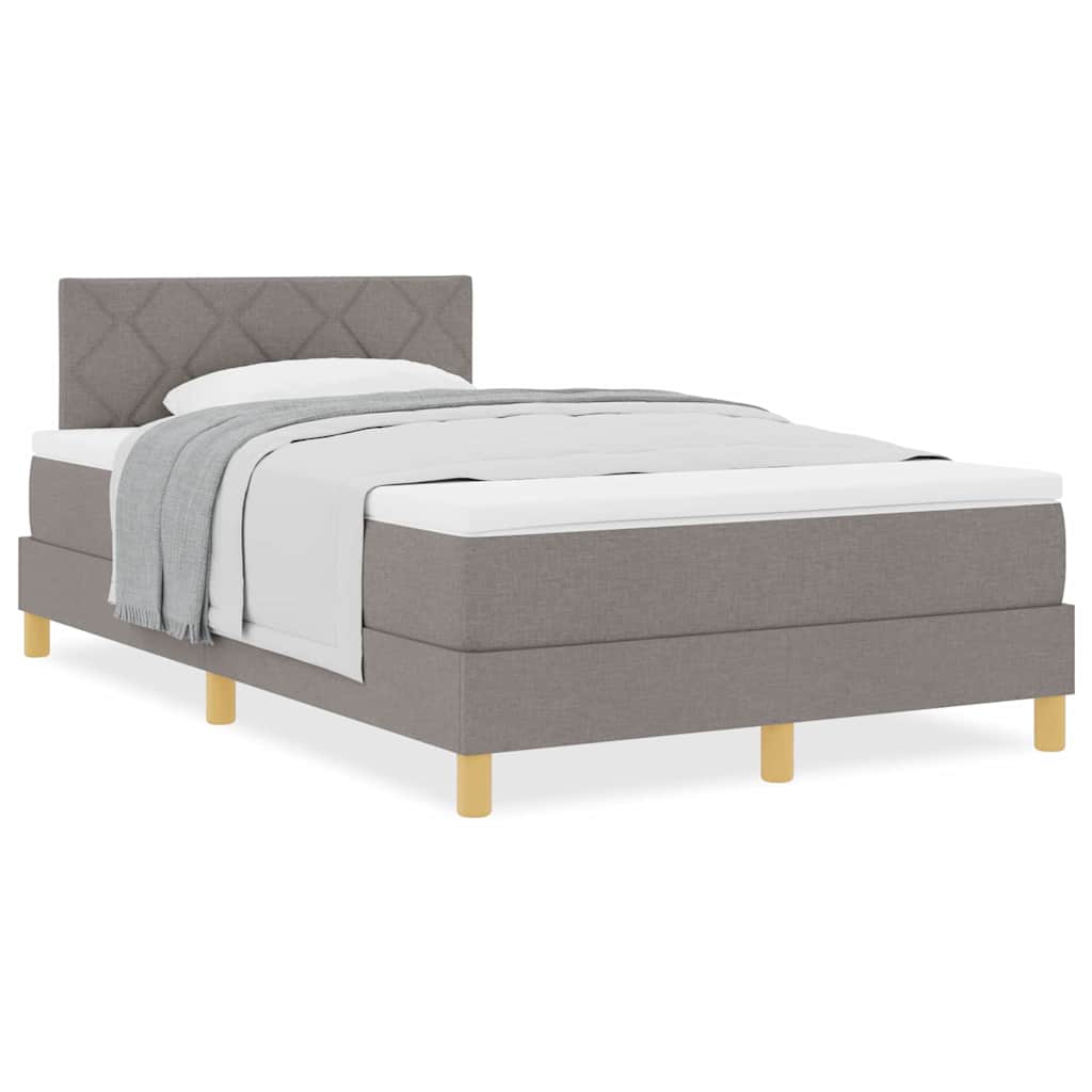 Lit boxspring avec matelas Taupe 120 x 200 cm tissu - XIOS