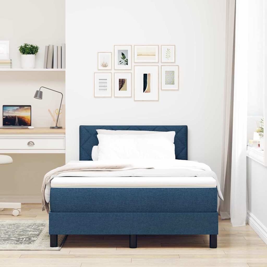 Lit boxspring avec matelas avec matelas Bleu 120 x 200 cm tissu - XIOS