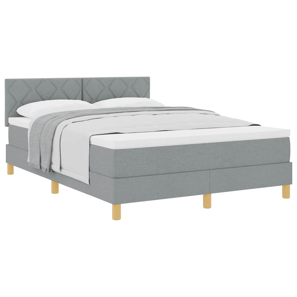 Lit boxspring avec matelas Gris clair 140 x 190 cm tissu - XIOS