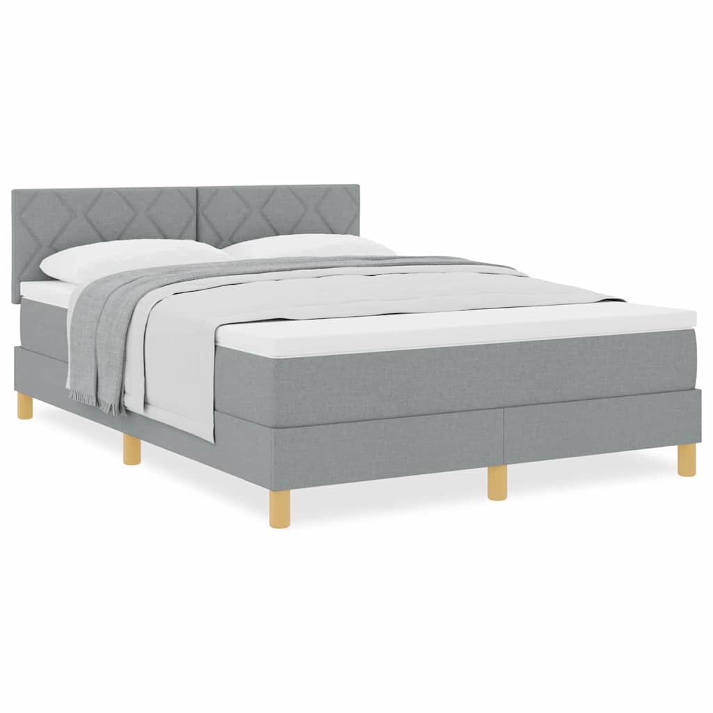 Lit boxspring avec matelas Gris clair 140 x 190 cm tissu - XIOS