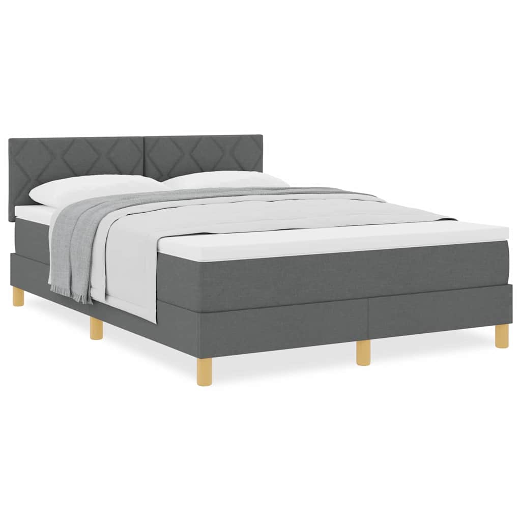 Lit boxspring avec matelas Gris foncé 140 x 190 cm tissu - XIOS