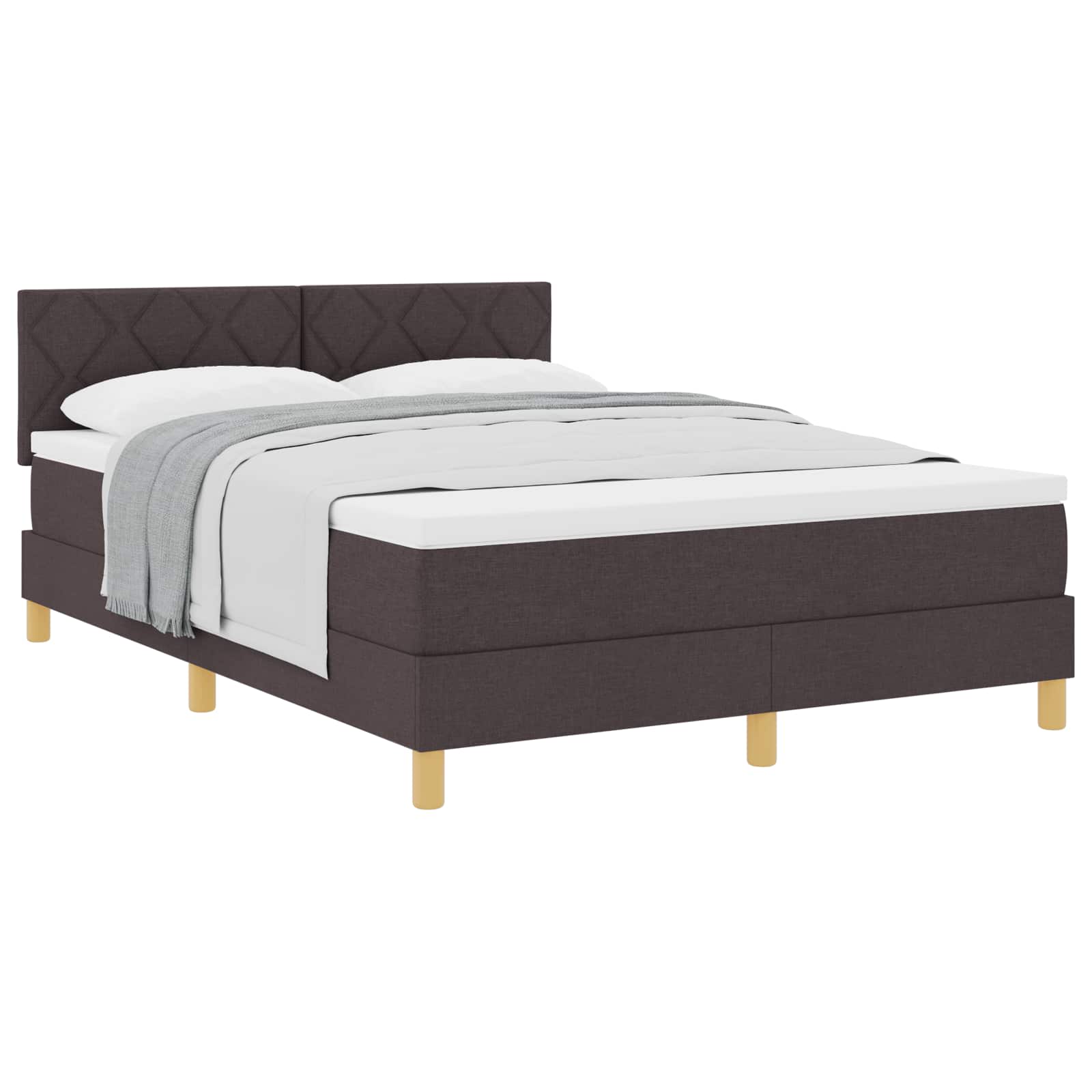 Lit à ressorts avec coussin Marron foncé 140 x 190 cm tissu