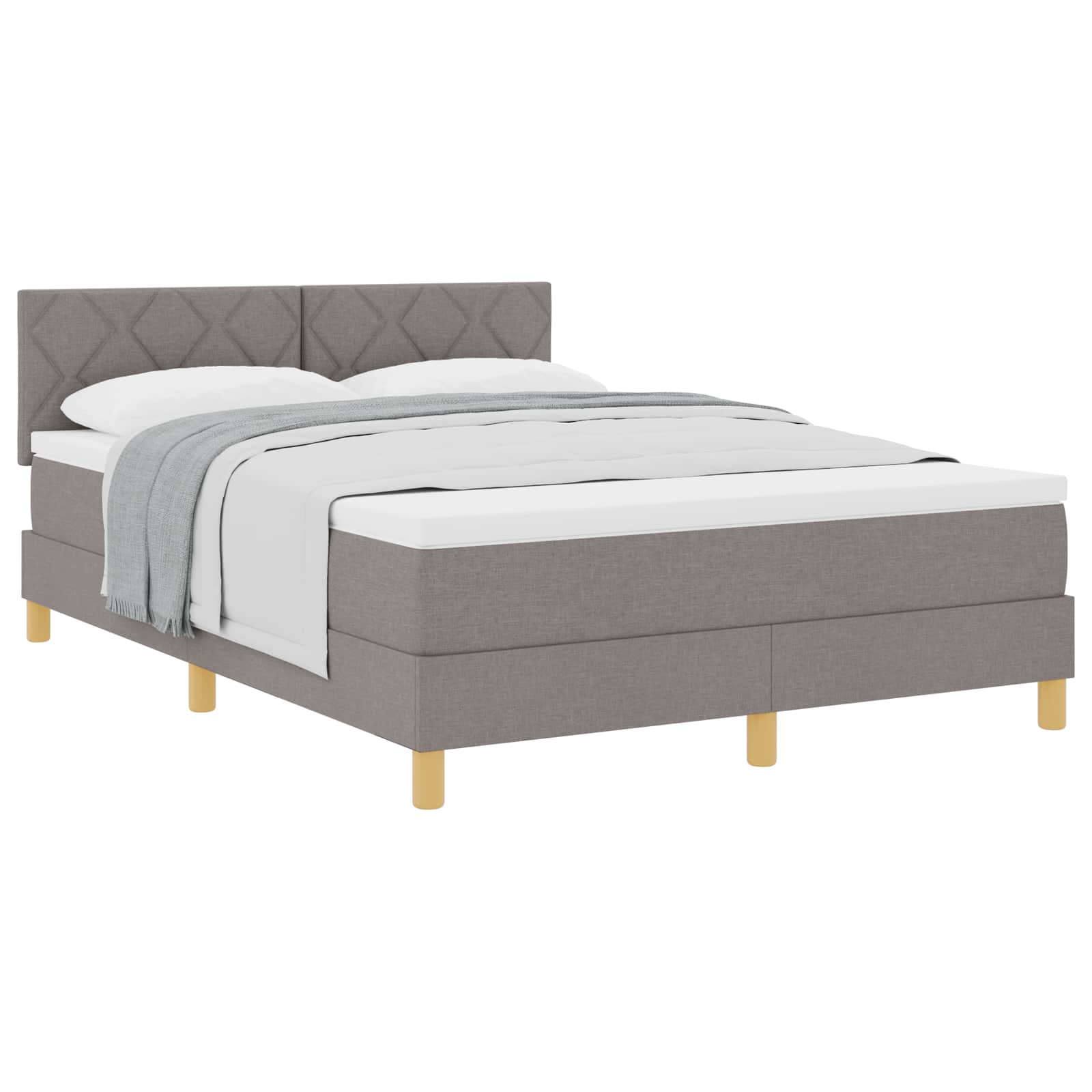 Lit à ressorts avec coussin Taupe 140 x 190 cm tissu