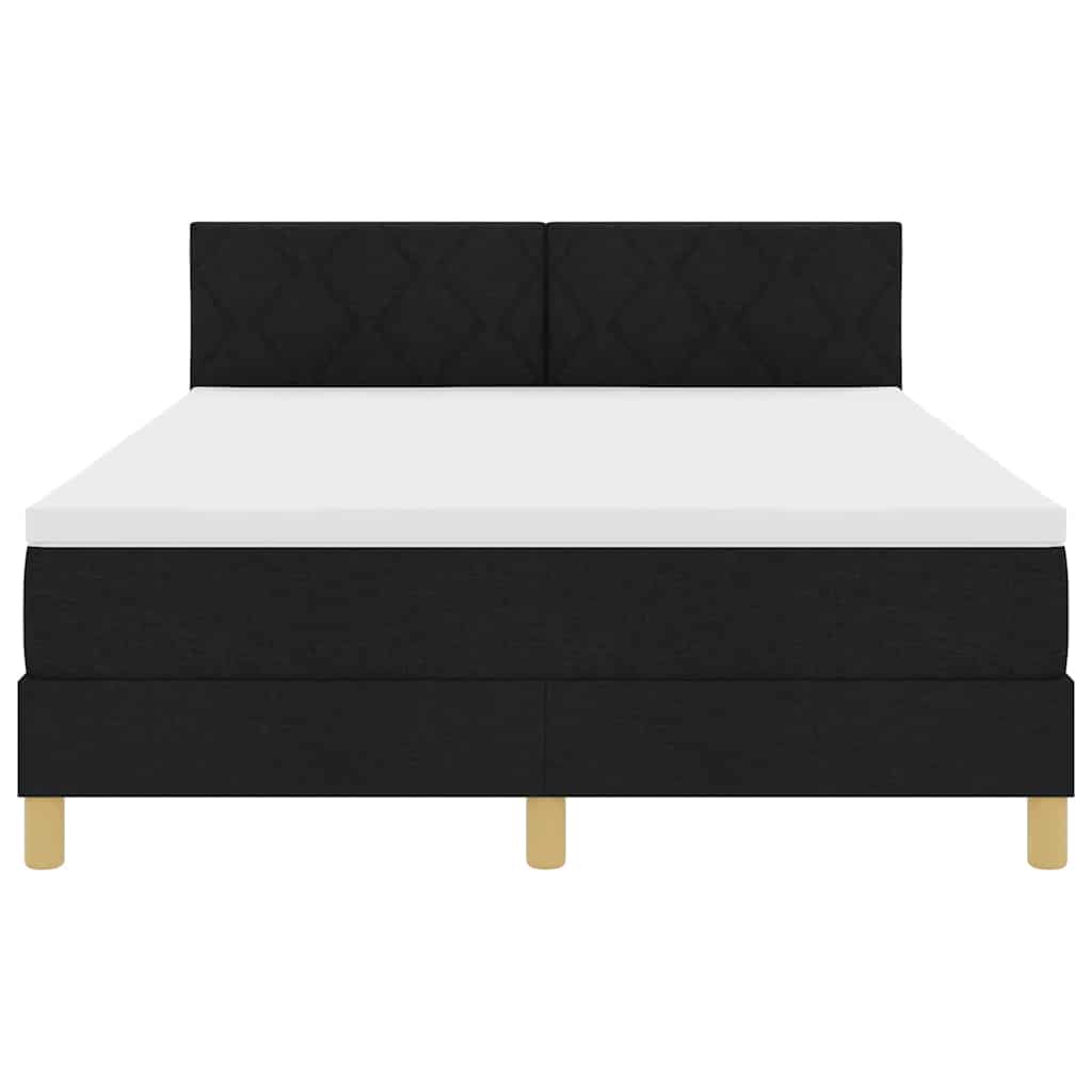 Lit à ressorts avec coussin Noir 140 x 200 cm tissu