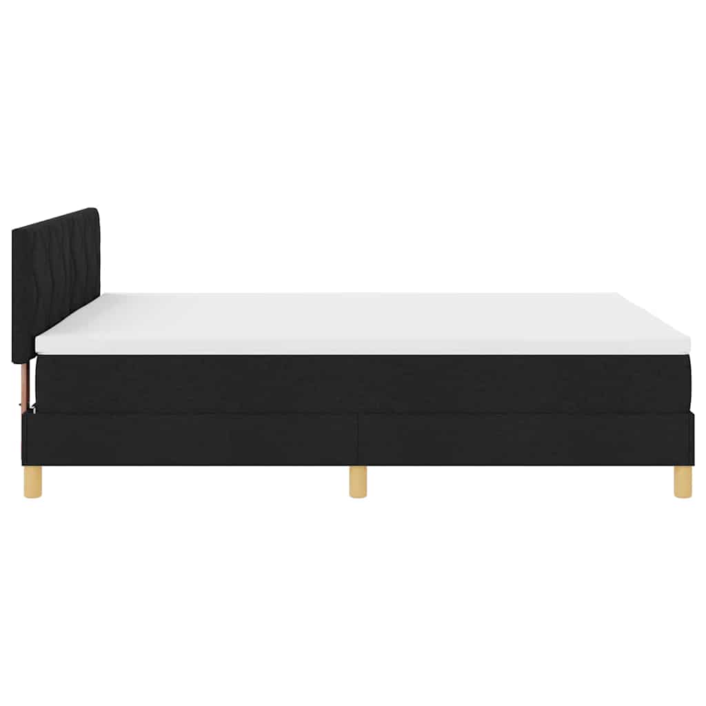 Lit à ressorts avec coussin Noir 140 x 200 cm tissu