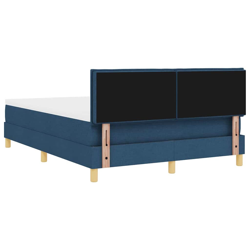 Lit à ressorts avec coussin Bleu 140 x 200 cm tissu