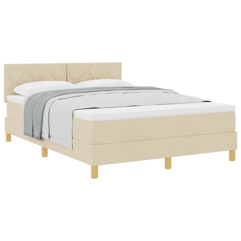 Lit boxspring avec matelas Crème 160 x 200 cm tissu - XIOS