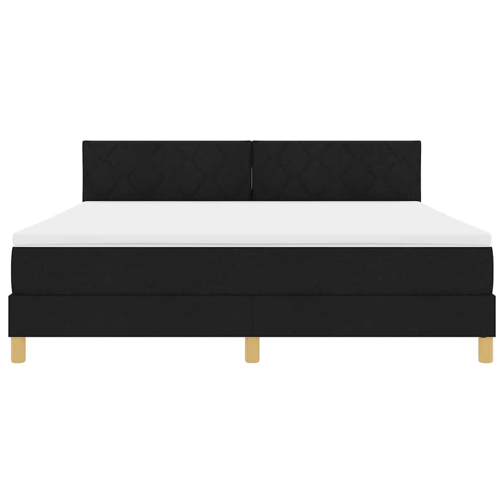 Lit à ressorts avec coussin Noir 180 x 200 cm tissu