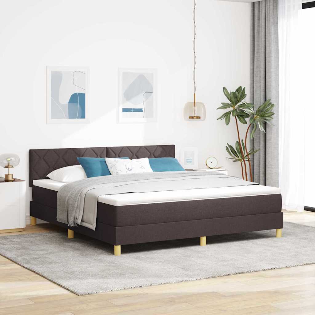 Lit à ressorts avec coussin Marron foncé 180 x 200 cm tissu