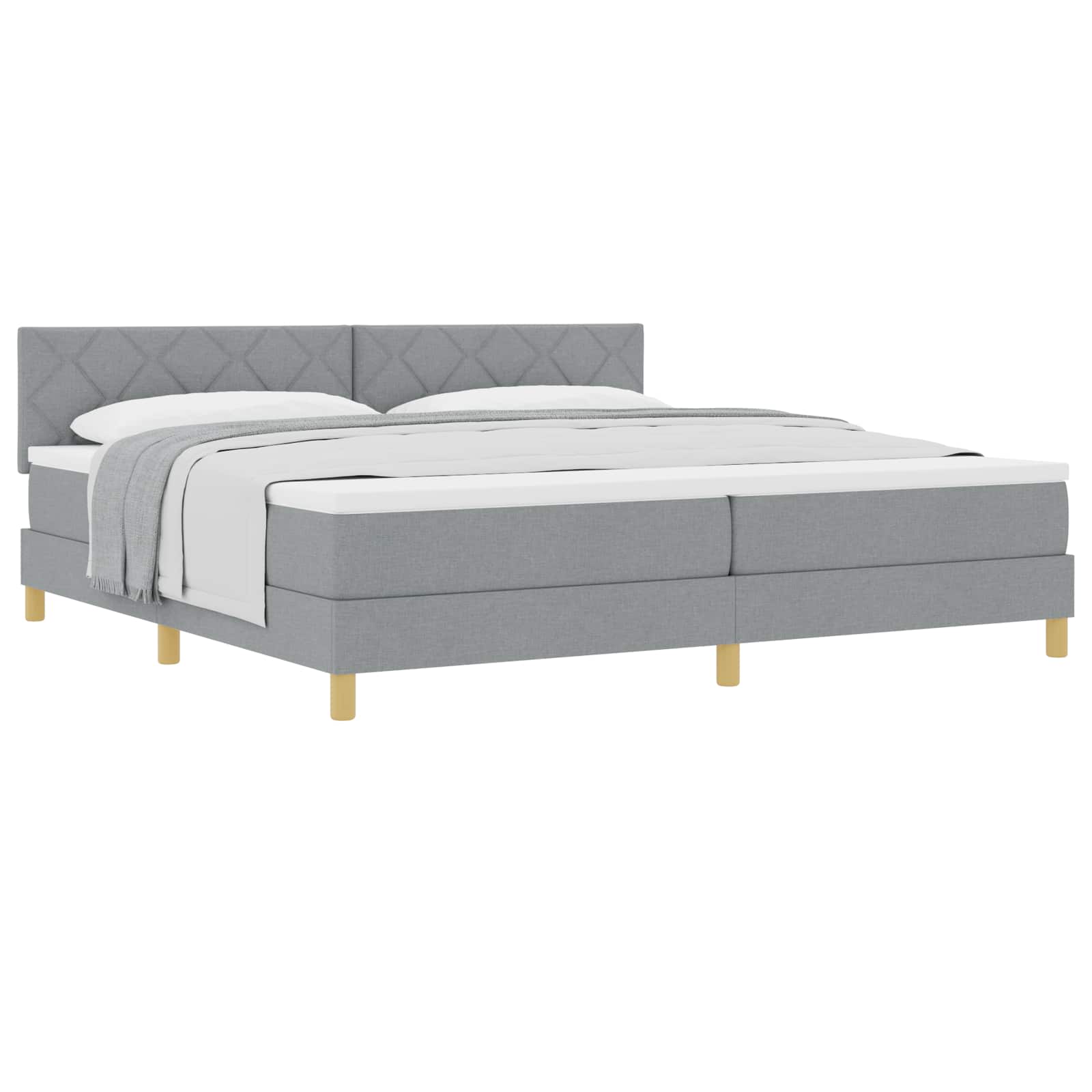 Lit à ressorts avec matelas Gris clair 200 x 200 cm tissu - XIOS
