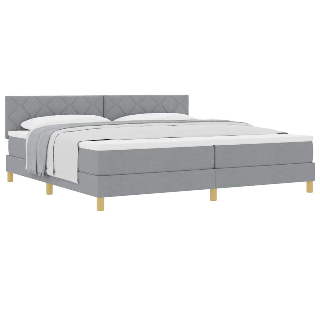 Lit boxspring avec matelas Gris clair 200 x 200 cm tissu - XIOS