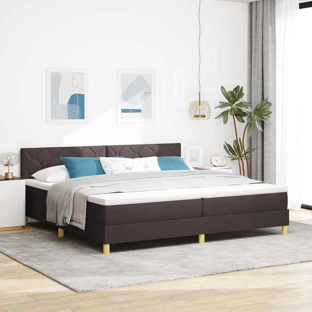 Lit boxspring avec matelas Marron foncé 200 x 200 cm tissu - XIOS