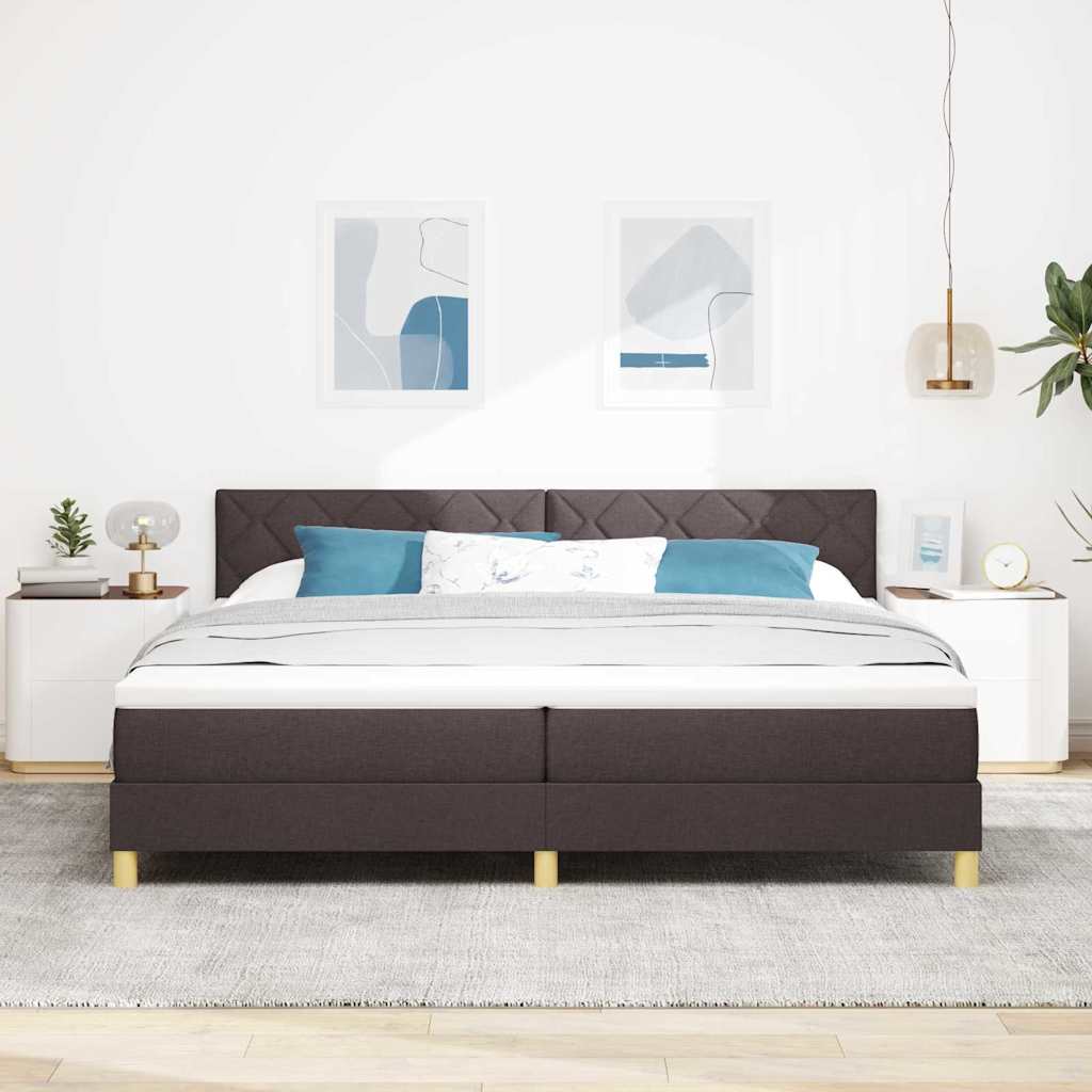 Lit boxspring avec matelas Marron foncé 200 x 200 cm tissu - XIOS